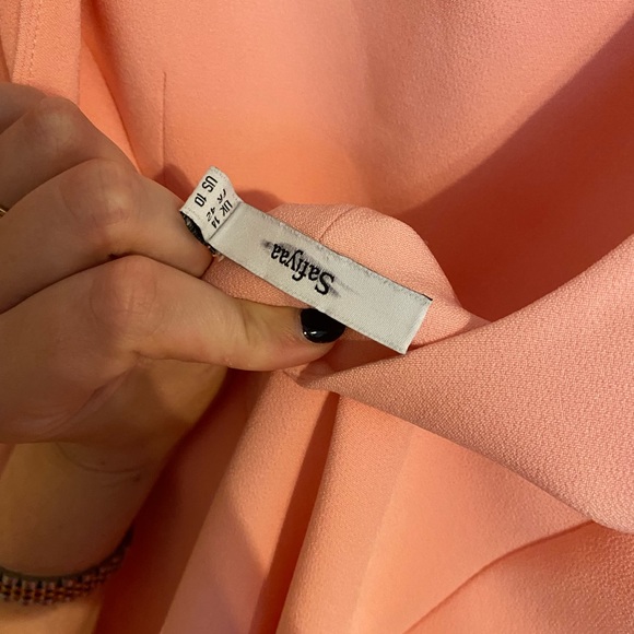 SAFIYAA Eve Stretch Crepe Draped Sleeve Column Dress 10 - Picture 16 of 16